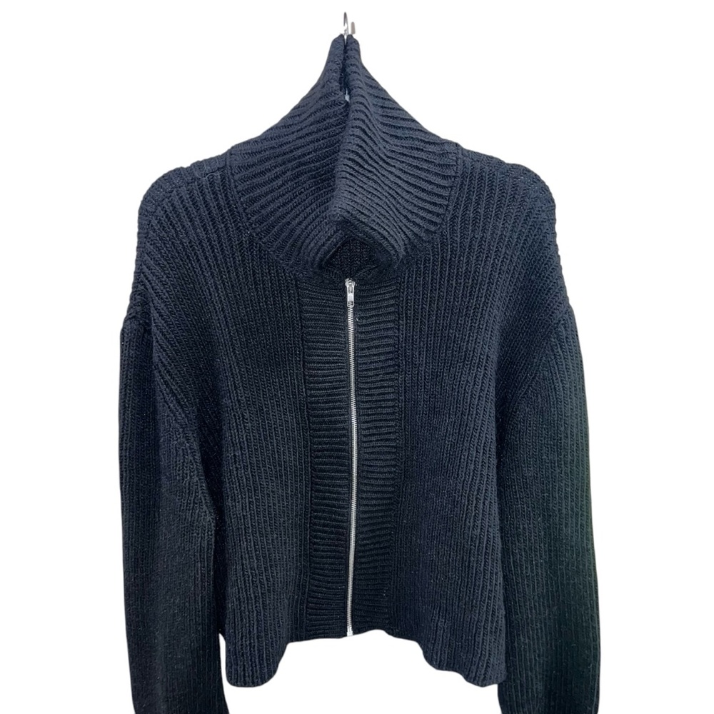 ASOS Black Ribbed Zip Cardigan Size L